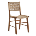 Modway - Ensemble de 2 chaises de salle à manger tressées Tindra - Noyer-Pattes doucement écartées