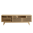 Modway - Render 71 po Meuble téléviseur multimédia, Chêne-Portes coulissantes à lattes