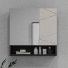 Kleankin - Armoire à pharmacie murale avec étagère et miroir - gris clair-Surface en mélamine offrant une protection contre l'eau et facile à entretenir 