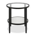 Hudson&Canal - Table d'appoint ron Hera 50 cm de largeur avec étagère miroir - Bronze noirci-Comprend un plateau et une étagère en verre trempé