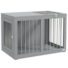 PawHut meuble cage pour chien 31,5 po avec double porte, pour chiens de taille moyenne - gris-Endroit protégé et sûr pour que votre chien puisse se retirer 