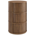Modway - Clement Tribune ronde à piédestal Table de rangement avec portes coulissantes à tambour - Noyer-Table ronde sur piédestal du milieu du siècle