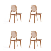 Manhattan Comfort - Ensemble de 4 chaises de salle à manger Versailles 18,5 po dossier rond style industriel chic - Nature-Chaise de salle à manger moderne style industriel chic en rotin parfaite pour la salle à manger lot de 4
