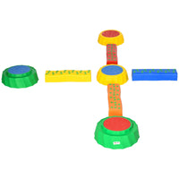 Outsunny - Pont d'équilibre pour enfants et pierres empilables, ensemble de 8 pièces-Jouet parfait pour vos enfants afin de développer leur capacité de coordination et d'équilibre 