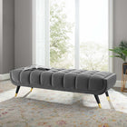 Modway - Adept 60" Performance Velvet Banc - Gris-Rembourrage en mousse dense pour le confort
