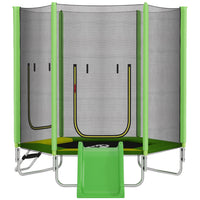 Qaba - Trampoline pour tout-petits 85 po avec toboggan, échelle et enceinte de sécurité, pour garçons et filles 3+ ans - vert-Comprend un toboggan amusant et une échelle à deux marches, créant une aire de jeux complète 