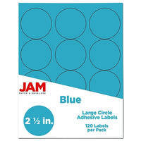 JAM Paper Sceaux autocollants ronds, 1 2/3 po dia., bleu lune, 120/paquet-Étiquettes en cercle