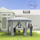 Outsunny - Tente auvent pliante 13 pi l x 13 pi L pour l pi Lextérieur - Gris-Moustiquaire de protection pour éloigner les insectes tout en laissant passer la brise fraîche