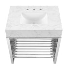 Modway - Gridiron 30" Vanette de salle de bain - Argent blanc-Évier en marbre artificiel
