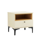 Manhattan Comfort - Lot de 2 tables de chevet modernes Amara 39,4" - Crème et chêne naturel-Hauteur des pieds : 15 cm