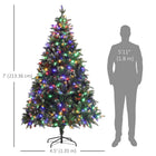HOMCOM - Arbre de Noël artificiel pré-éclairé 7 pi avec lumière LED bicoloure-Construction à charnières, conception en sections, ouverture automatique des branches, branches moulées faciles à façonner pour une installation rapide 