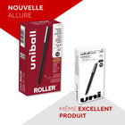 uni-ball - Stylo à bille roulante - 0,5 mm - noir - paquet de 12  -Les stylos à bille à séchage rapide produisent des traits nets et précis pour une écriture complexe, vous permettant d’écrire sans effort et sans bavures