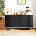 HOMCOM - Buffet 55,1 po L, armoire de rangement - noir-Large plateau et 2 placards avec 4 portes pour ranger tous vos objets 