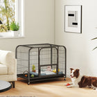 PawHut - Cage pour chien robuste, grande cage pour chien avec roulettes-Une porte d’alimentation séparée permet de remplir rapidement sans laisser sortir votre chien malin 

