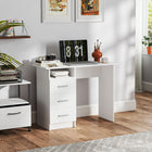 HOMCOM - Bureau d'ordinateur avec rangement - 39,4 po L x 15,7 po l x 29,5 po H - blanc-Une finition blanche épurée et des poignées en aluminium élégantes rendent le bureau simple et élégant