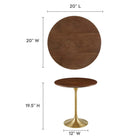 Modway - Lippa Rond de 20 po Bois Table d’appoint - Noyer d’or-Placage en grain de bois et plateau de table en MDF