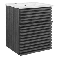 Modway - Render Fixation murale de 18" Vanette de salle de bain - Blanc charbon-Vanité moderne du milieu du siècle
