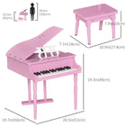 HOMCOM - Mini piano 30 touches Modern Kids, ensemble de 2 pièces - Rose-Livré avec banc et pupitre 