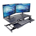 Rocelco - Élévateur de bureau électrique EDR de 37,4 po de large avec portée verticale améliorée et AC-USB - Noir-Grande surface de travail de 37,4 po x 15,75 po