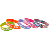 Teacher Created Resources - Bracelets teinture par nouage joyeux anniversaire, 10 par paquet, 6 paquets-Faites connaître des personnes ou des événements spéciaux avec ces bracelets en silicone.