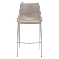 Zuo - Magnus Tabouret de bar - Brun/Argent - Ensemble de 2-Rembourrage moelleux et confortable