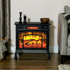 HOMCOM - Foyer électrique infrarouge 1500 W pour usage intérieur, noir-L'effet de flamme fonctionne avec ou sans chaleur pour une utilisation en toute saison  