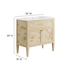 Modway - Elysian 36" Vanette de salle de bain - Burl blanc-Bassin d’évier en céramique