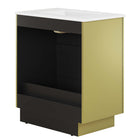 Modway - Quantum 30" Vanette de salle de bain - Or blanc-Bassin d’évier en céramique