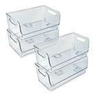 Azar - Petit bac de rangement large empilable pour garde-manger - 5 po x 12,87 po x 5,5 po - Transparent - Paquet de 4-Design à grande capacité idéal pour les collations, les aliments emballés, les contenants de préparation de repas et les denrées de base du garde-manger