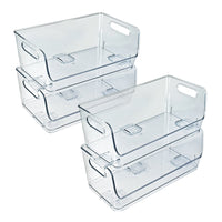 Azar - Petit bac de rangement large empilable pour garde-manger - 5 po x 12,87 po x 5,5 po - Transparent - Paquet de 4-Design à grande capacité idéal pour les collations, les aliments emballés, les contenants de préparation de repas et les denrées de base du garde-manger
