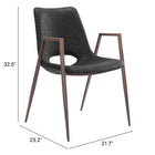 Zuo - Desi Chaise de salle à manger - Noir/Noyer - Ensemble de 2-6