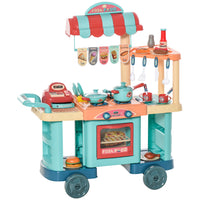 Qaba - Jouet caisse enregistreuse de chariot de fast-food pour enfants - multicolore - ensemble de 50-Le design multifonctionnel permet à vos enfants de jouer le rôle de chef et de client 