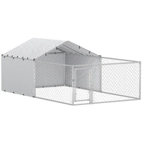 PawHut - Chenil pour chien d’extérieur avec toit - 13,1 pi x 7,5 pi x 4,9 pi-Espace de vie spacieux pour les grands chiens et les races plus petites 