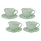 Casa Domani - Tasse et soucoupe Florence Sage Demi Tasse 80 ml - Lot de 4-En porcelaine avec un motif délicat en relief sur un profil festonné.