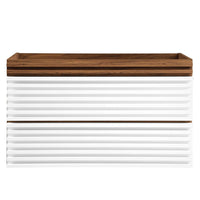 Modway - Render Support mural de 36" Armoire de toilette de salle de bain (lavabo non inclus) - Noyer blanc-Vanité moderne du milieu du siècle