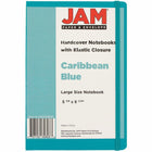 JAM Paper - Carnet à couverture rigide avec élastique - Grand journal - 5 7/8 po x 8 1/2 po - Bleu Caraïbes - 100 feuilles lignées-Taille : Grand (5 7/8 x 8 1/2 pouces) . Se glisse facilement dans les sacs, sacs à dos et porte-documents.