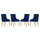 Modway - Pose Performance Velvet Chaise à manger Ensemble de 4 - Marine-Chaise d’accent moderne
