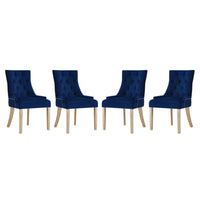 Modway - Pose Performance Velvet Chaise à manger Ensemble de 4 - Marine-Chaise d’accent moderne