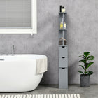 HOMCOM - Armoire de salle de bain étroite avec tiroir et étagères ouvertes - gris-Offre un grand espace de rangement avec style   