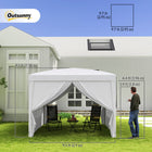Outsunny - Tente de réception d'extérieur pliante 10 pi l x 10 pi L avec sac de transport, blanc-Fabriqué avec une armature en acier revêtue de poudre pour une résistance et une durabilité supérieures