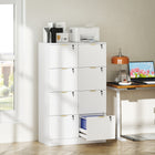 HOMCOM - Classeur vertical cannelé à 4 tiroirs pour documents format lettre/A4 avec serrure - blanc-Kits anti-basculement pour assurer stabilité et sécurité 
