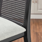Modway - Monarch Bois et rotin Tabouret de bar - Ivoire à tissage noir noir à bruyère-Siège rembourré en tissu