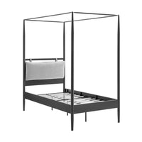 Modway - Marlowe Auvent à baldaquin à 4 baldaquins Métal Lit à plateforme jumelle, Charbon de bois-Lit à auvent à plateforme de taille simple