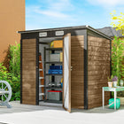 Outsunny - Abri de rangement extérieur 6 pi x 4 pi - teck-Abri à vélos en métal adapté à de nombreux outils, équipements et vêtements d'extérieur
