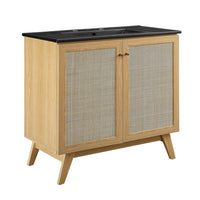 Modway - Soma 36" Vanette de salle de bain - Noir de chêne-MDF et panneau de particules