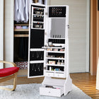 HOMCOM - Miroir dressing armoire à bijoux - 17,75 po L x 14,25 po l x 59 po H - blanc-Fabriqué en MDF de haute qualité peint en noir, la doublure intérieure protège les bijoux des rayures 