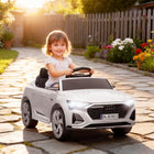 Qaba - Voiture RC électrique sous licence Audi Q8 12V pour enfants - blanc-Équipé de deux phares, d’un klaxon et de musique pour un jeu réaliste 
