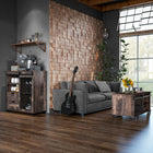 HOMCOM - Table basse style ferme avec porte de grange coulissante - brun foncé-Matériau : MDF, acier