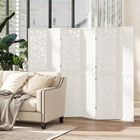HOMCOM - Paravent autoportant à 6 panneaux motif géométrique pour chambre - blanc-Se replie jusqu’à une épaisseur fine de 4 po (10,2 cm) pour un rangement compact et facile  
