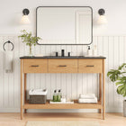 Modway - Zaire 48" Vanité de salle de bain à un seul lavabo - Noir naturel-Tirs de poignée en métal